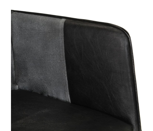 Sillón orejero cuero auténtico negro y gris