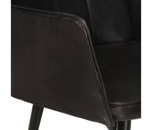 Sillón orejero con reposapiés cuero auténtico negro