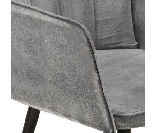 Sillón orejero con reposapiés lona gris vintage