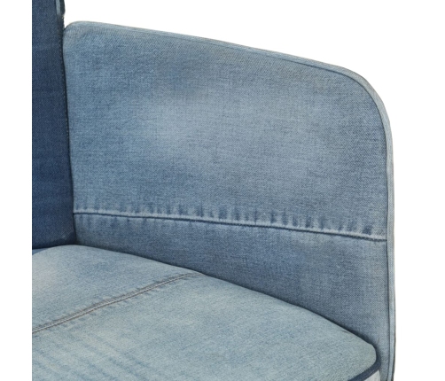 Sillón con reposapiés lona patchwork azul vaquero