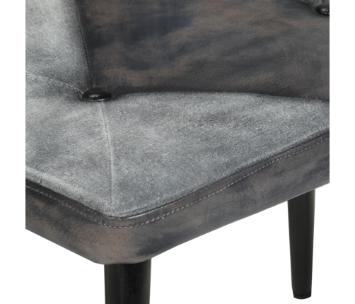 Sillón con reposapiés lona y cuero auténtico gris