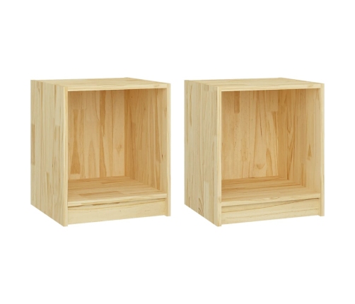 Mesitas de noche 2 uds madera maciza de pino 35,5x33,5x41,5 cm