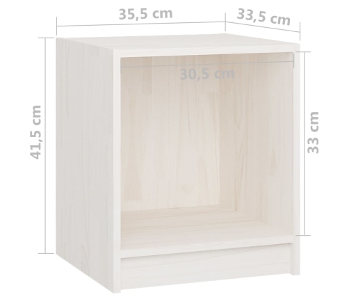 vidaXL Mesita de noche madera maciza de pino blanco 35,5x33,5x41,5 cm