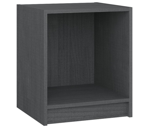 vidaXL Mesita de noche madera maciza de pino gris 35,5x33,5x41,5 cm