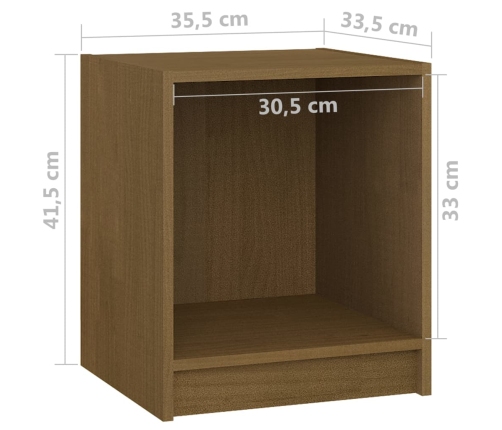 Mesita noche madera pino maciza marrón miel 35,5x33,5x41,5 cm