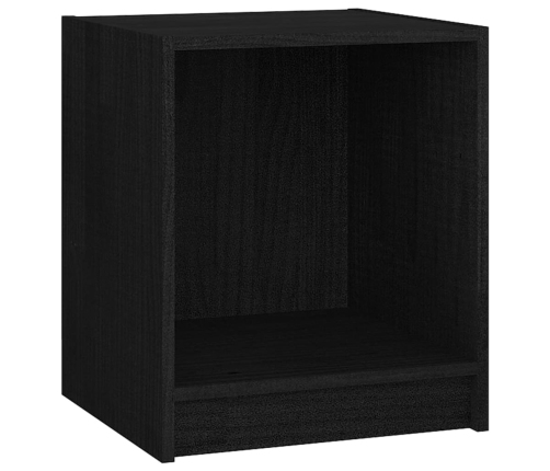 Mesita de noche madera maciza de pino negro 35,5x33,5x41,5 cm