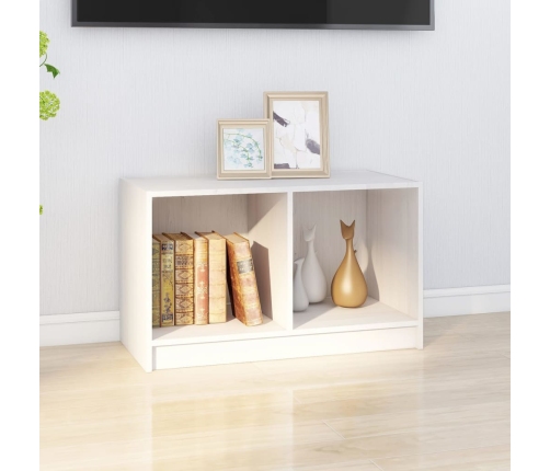 Mueble de TV de madera maciza de pino blanco 70x33x42 cm