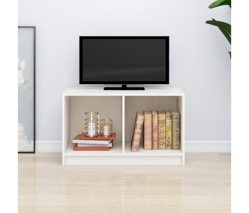 Mueble de TV de madera maciza de pino blanco 70x33x42 cm