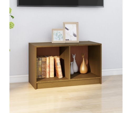 Mueble de TV de madera maciza de pino marrón miel 70x33x42 cm