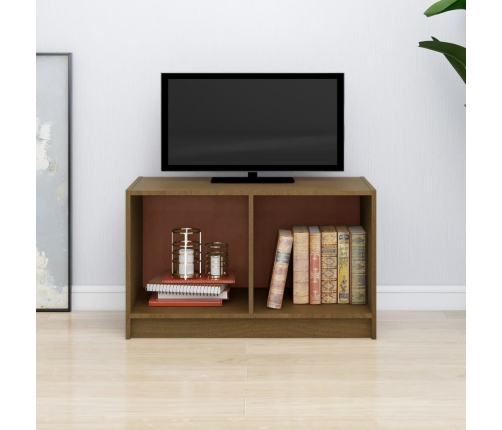 Mueble de TV de madera maciza de pino marrón miel 70x33x42 cm