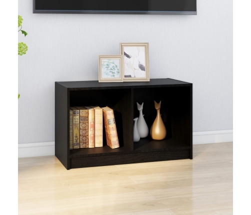 Mueble de TV de madera maciza de pino negro 70x33x42 cm