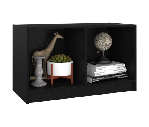 Mueble de TV de madera maciza de pino negro 70x33x42 cm