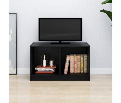 Mueble de TV de madera maciza de pino negro 70x33x42 cm