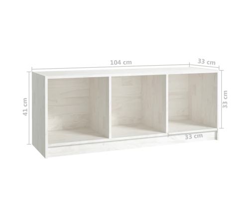 Mueble de TV madera maciza de pino blanco 104x33x41 cm