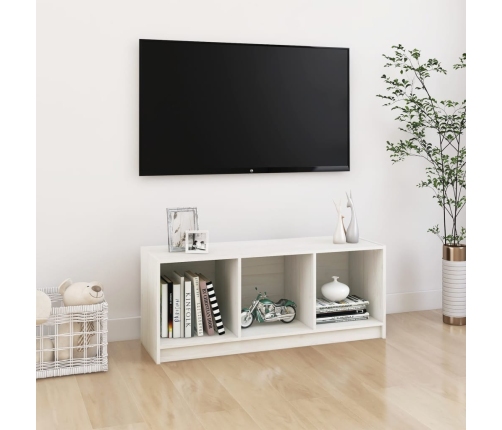 vidaXL Mueble de TV madera maciza de pino blanco 104x33x41 cm