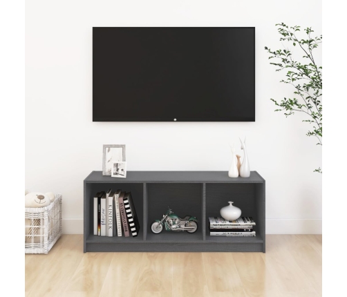 Mueble de TV madera maciza de pino gris 104x33x41 cm