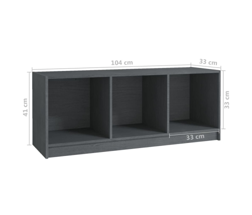 Mueble de TV madera maciza de pino gris 104x33x41 cm