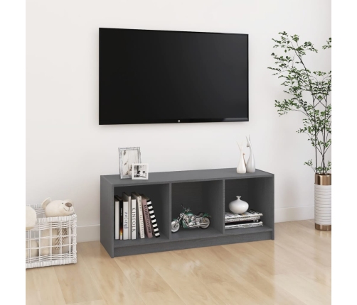 Mueble de TV madera maciza de pino gris 104x33x41 cm