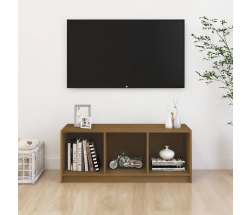 Mueble de TV de madera maciza pino marrón miel 104x33x41 cm