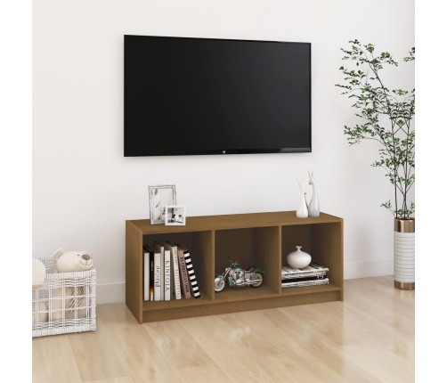 Mueble de TV de madera maciza pino marrón miel 104x33x41 cm