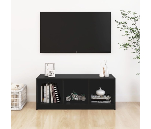 Mueble de TV madera maciza de pino negro 104x33x41 cm