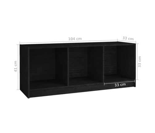 Mueble de TV madera maciza de pino negro 104x33x41 cm