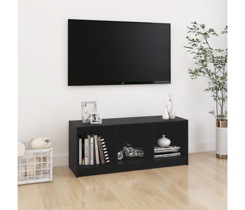 Mueble de TV madera maciza de pino negro 104x33x41 cm