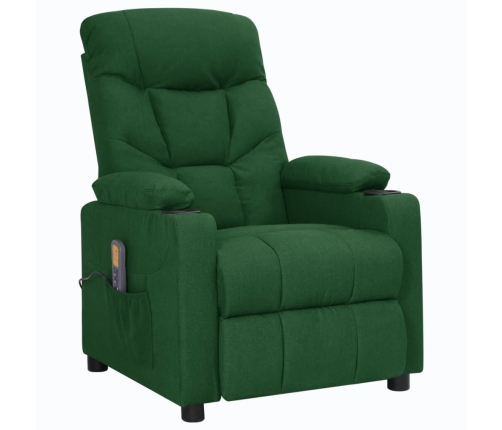 Sillón de masaje elevable tela verde oscuro