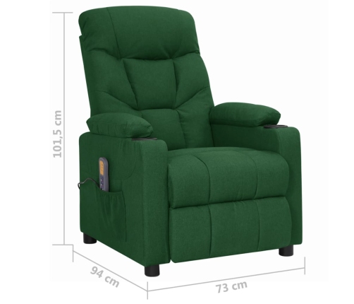 Sillón de masaje elevable tela verde oscuro