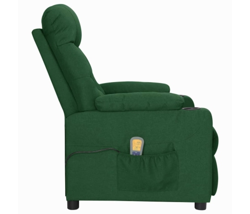 Sillón de masaje elevable tela verde oscuro