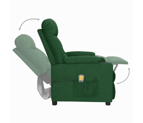 Sillón de masaje elevable tela verde oscuro