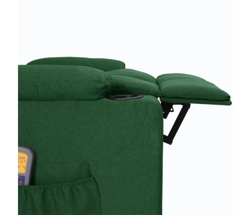 Sillón de masaje elevable tela verde oscuro