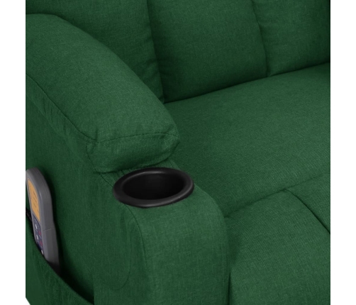 Sillón de masaje elevable tela verde oscuro