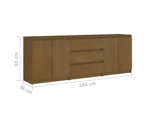 Armario auxiliar marrón miel madera maciza de pino 180x36x65 cm