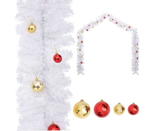 Guirnalda de Navidad decorada con bolas blanco 5 m