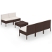 Set muebles de jardín 6 pzas y cojines ratán sintético marrón
