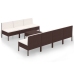 Set muebles de jardín 8 pzas y cojines ratán sintético marrón