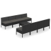 Set de muebles de jardín 9 pzas cojines ratán sintético negro