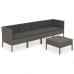 Set de muebles de jardín 5 pzas y cojines ratán sintético gris