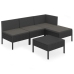 Set de muebles de jardín 5 pzas y cojines ratán sintético negro