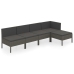 Set de muebles de jardín 5 pzas y cojines ratán sintético gris