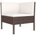 Set muebles de jardín 6 pzas y cojines ratán sintético marrón