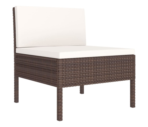 Set muebles de jardín 6 pzas y cojines ratán sintético marrón