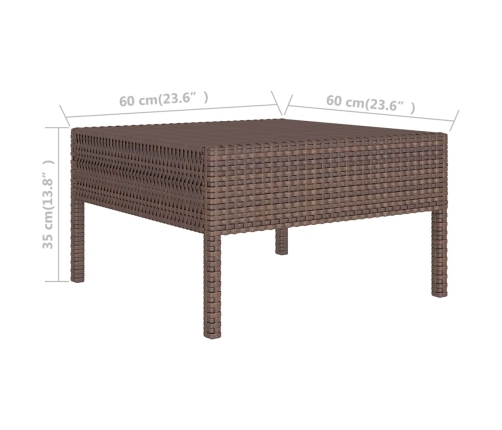 Set muebles de jardín 6 pzas y cojines ratán sintético marrón