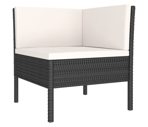 Set de muebles de jardín 6 pzas y cojines ratán sintético negro