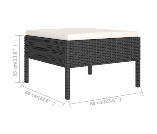 Set de muebles de jardín 6 pzas y cojines ratán sintético negro