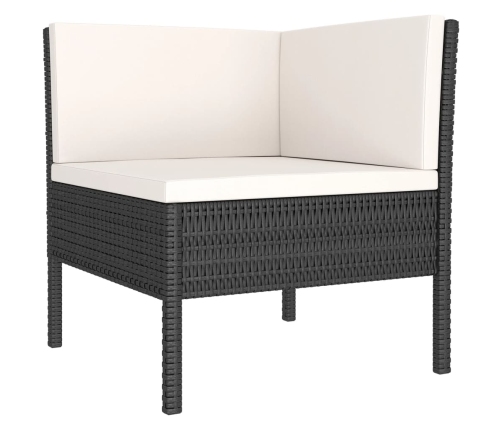 Set de muebles de jardín 6 pzas y cojines ratán sintético negro