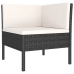 Set de muebles de jardín 6 pzas y cojines ratán sintético negro