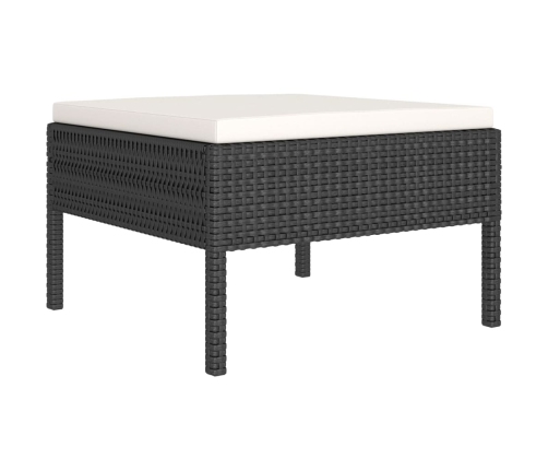Set de muebles de jardín 6 pzas y cojines ratán sintético negro