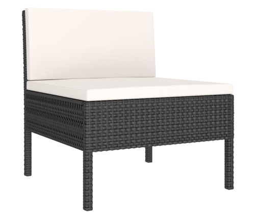 Set de muebles de jardín 6 pzas y cojines ratán sintético negro